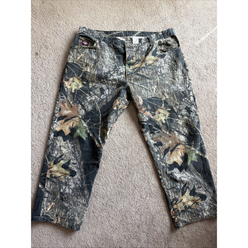 Vintage Mossy Oak Camo Jeans Mens 44x30 Faded Break Up Camouflage Diamond Cut